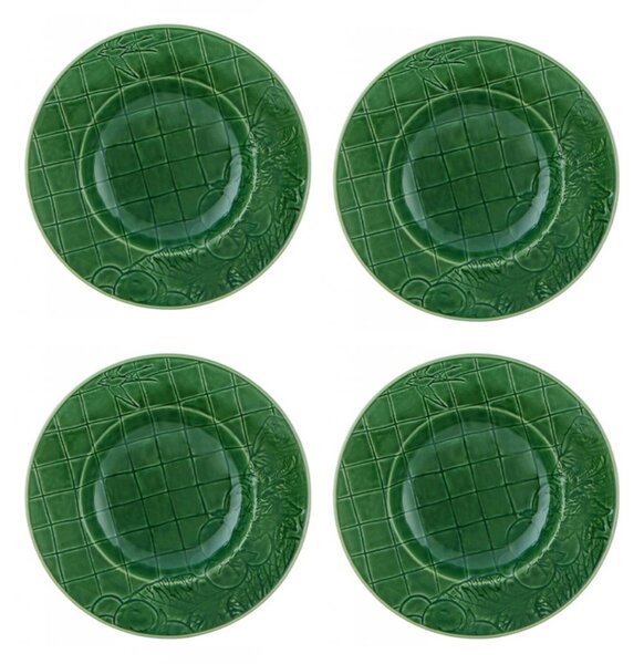 Bordallo Pinheiro Sada polévkových talířů Parodie 4 kusů, zelená, kamenina, 25 cm