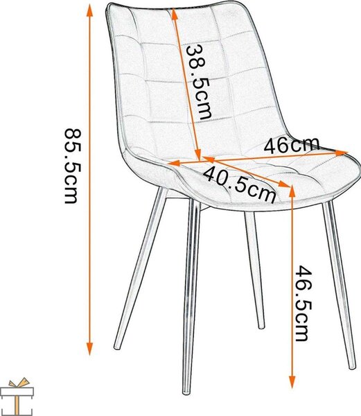 Jídelní židle, sada 2 ks, samet, světle šedá – židle Eimer – jídelní židle a kuchyňská židle – obývací židle – pohodlná židle – moderní design