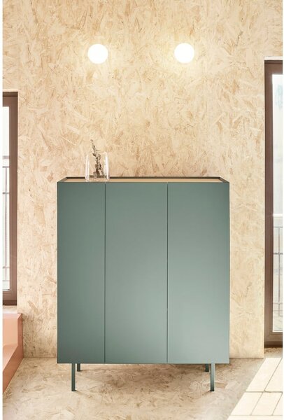 Zelená vysoká komoda v dekoru dubu 95x120 cm Arista – Teulat