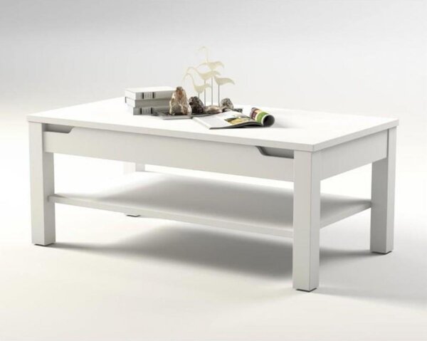 Konferenční stolek, bílá / bílá s extra vysokým leskem, ADONIS AS 96
