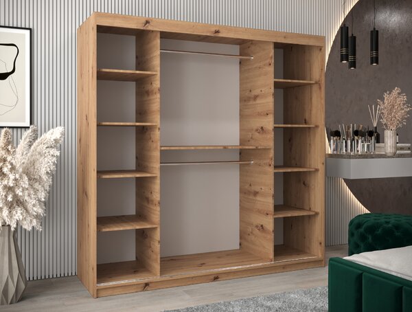 Šatní skříň 200 cm Eclipse (dub artisan + bílá matná)