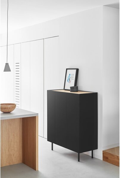 Černá vysoká komoda v dekoru dubu 95x120 cm Arista – Teulat