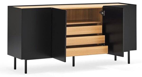 Černá nízká komoda v dekoru dubu 165x78 cm Arista – Teulat