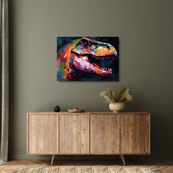 Skleněný obraz - Dinosaurus, malba (70x50 cm)