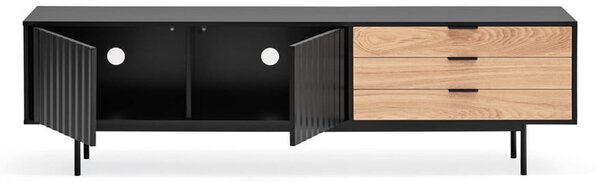 TV stolek v dekoru dubu v černo-přírodní barvě 180x52 cm Sierra – Teulat