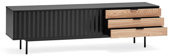TV stolek v dekoru dubu v černo-přírodní barvě 180x52 cm Sierra – Teulat