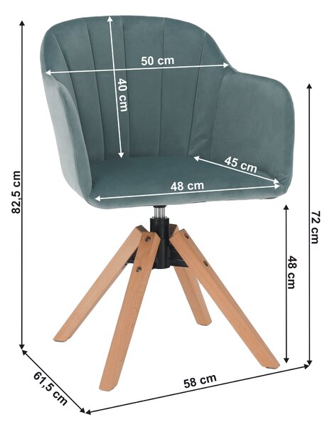Otočné křeslo, Velvet látka, neomint / buk, DALIO