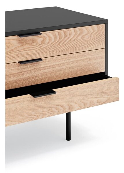 TV stolek v dekoru dubu v černo-přírodní barvě 180x52 cm Sierra – Teulat