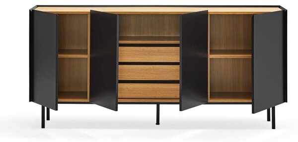 Černá nízká komoda v dekoru dubu 165x78 cm Arista – Teulat