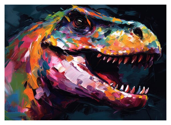 Skleněný obraz - Dinosaurus, malba (70x50 cm)