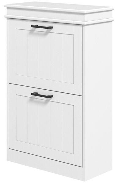 HOMCOM Botník, botníkový stojan, 2 sklápěcí dveře, nastavitelné police, pro vstup, chodbu, 54 x 24 x 82,5 cm, bílý | Aosom
