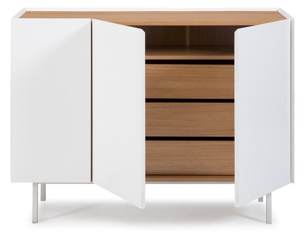 Bílá nízká komoda v dekoru dubu 110x85 cm Arista – Teulat