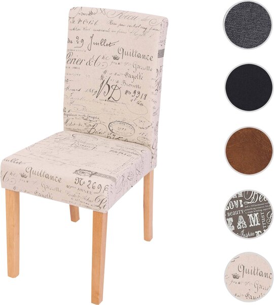 Jídelní židle Littau, kuchyňská židle židle, látka/textil psaní krémová, světlé nohy