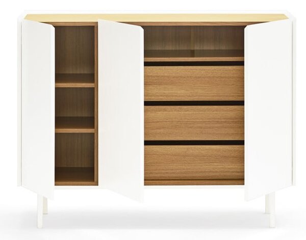 Bílá nízká komoda v dekoru dubu 110x85 cm Arista – Teulat