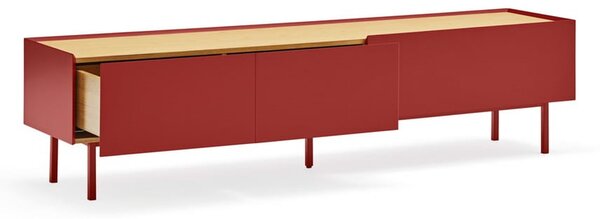 Červený TV stolek v dekoru dubu 180x45 cm Arista – Teulat