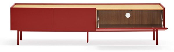 Červený TV stolek v dekoru dubu 180x45 cm Arista – Teulat