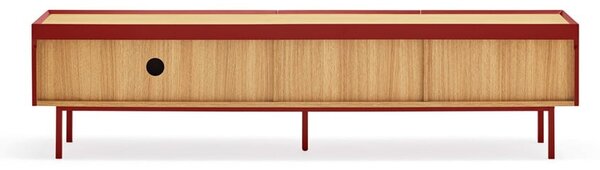 Červený TV stolek v dekoru dubu 180x45 cm Arista – Teulat
