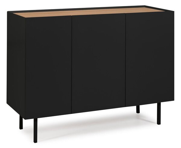 Nízká komoda v dekoru dubu v černo-přírodní barvě 110x85 cm Arista – Teulat