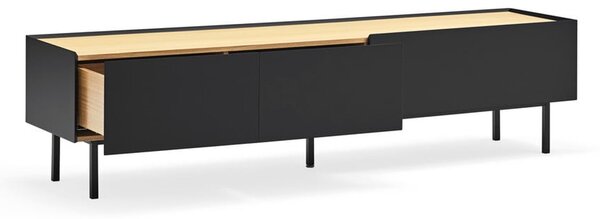 TV stolek v dekoru dubu v černo-přírodní barvě 180x45 cm Arista – Teulat
