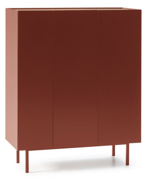Červená vysoká komoda v dekoru dubu 95x120 cm Arista – Teulat