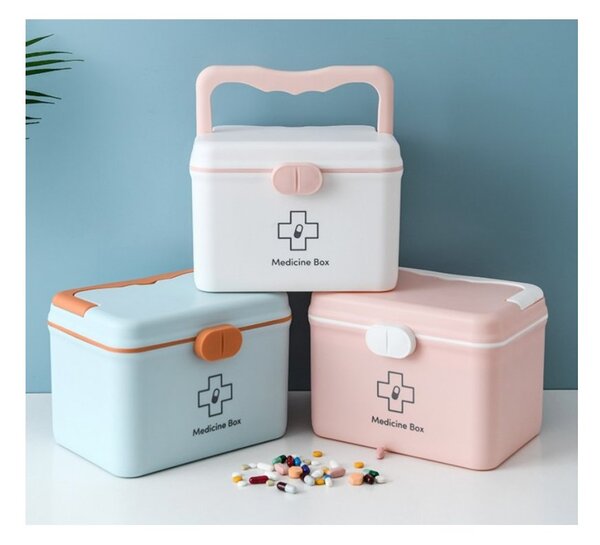 SUPPLIES BOX Organizér, krabička na léky v bílé barvě