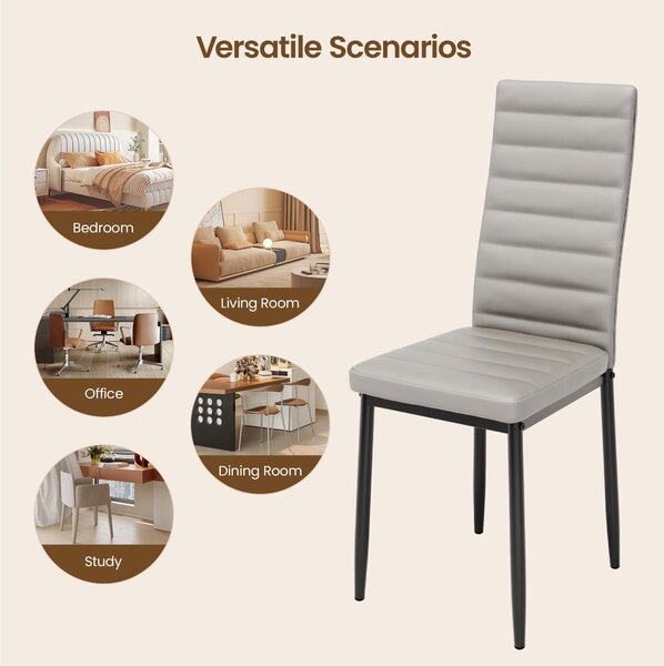 Bealife TB41 Jídelní židle sada 6 kusů - umělá kůže s vysokým opěradlem a ergonomickým designem, šedá barva