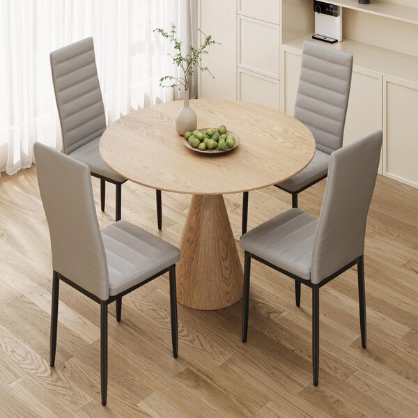 Sada 4 jídelních židlí Bealife TB40 - umělá kůže s vysokým opěradlem a ergonomickým designem, šedá barva