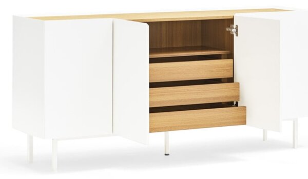 Nízká komoda v dekoru dubu v bílo-přírodní barvě 165x78 cm Arista – Teulat