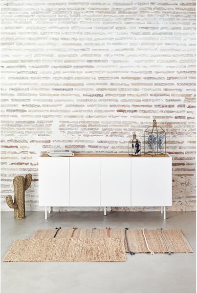 Nízká komoda v dekoru dubu v bílo-přírodní barvě 165x78 cm Arista – Teulat