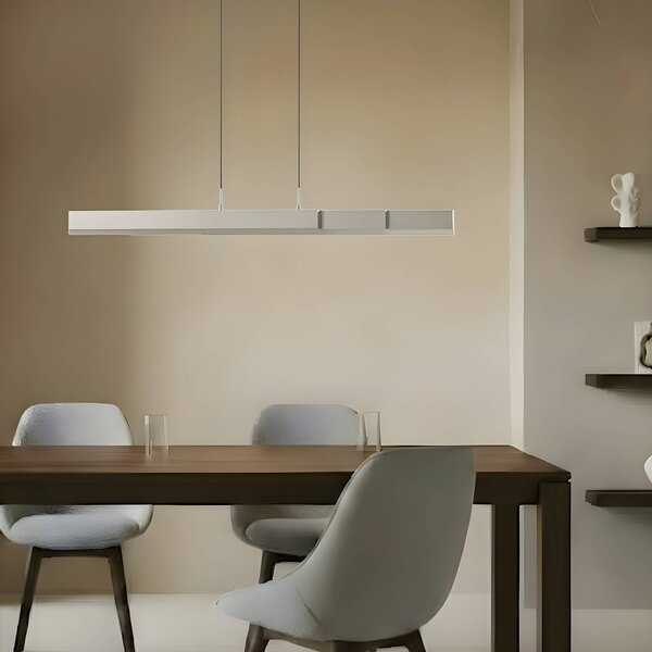 Lucande LED závěsné světlo Torven, hliník, výsuvné, stmívatelný, Hliník / šedá / zinek, Obývací pokoj / jídelna, kov, Moderní
