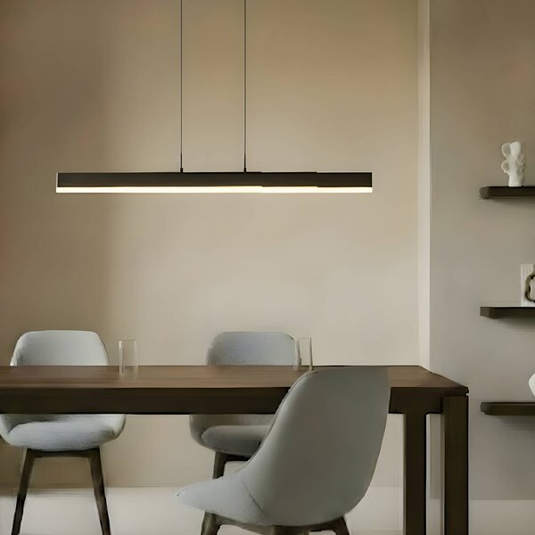 Lucande LED závěsné světlo Torven, černé, výsuvné, stmívatelný, Černá, Obývací pokoj / jídelna, kov, Moderní