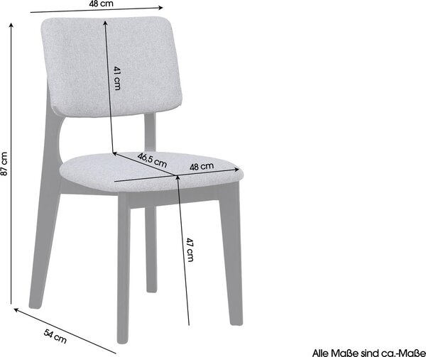 ByLIVING sada 2 jídelních židlí ELSA / šedá tkaná látka / černý rám z masivního dřeva / š 48, v 87, hl 54 cm