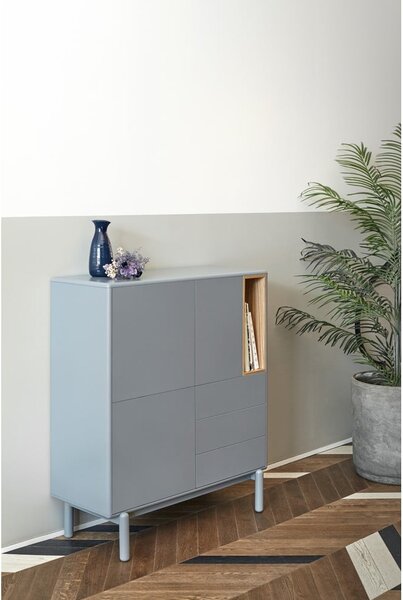 Modro-šedá vysoká komoda 100x120 cm Corvo – Teulat