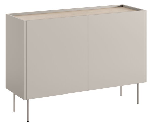 Moderní komoda Desin 120 cm dvoudveřová - kašmír / dub nagano