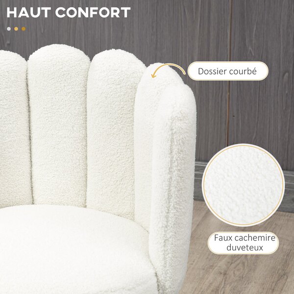 Barové Židle HOMCOM, Sada 2, Vysoké Křesla, textil s efektem smyčkované vlny, ocelový rám, výška 65 cm, s opěradlem a opěrkou nohou, snadná montáž, vy