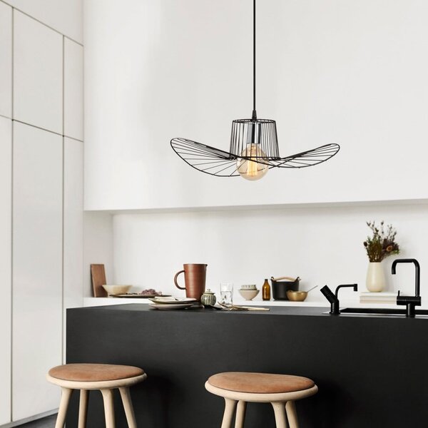 Černé závěsné svítidlo s kovovým stínidlem ø 50 cm Tel – Opviq lights
