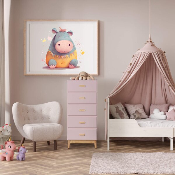Komoda Mobili Rebecca Orchidea 115x50x40 MDF borovice růžově hnědá skandinávský styl k sestavení