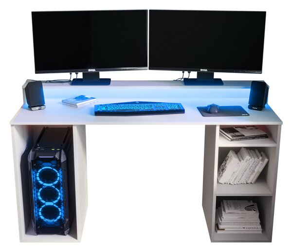 Herní PC stolek Garrick 1 (bílý) (s LED RGB osvětlením)