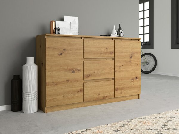 Topeshop 2D3S ARTISAN, Dub, 3 zásuvka/zásuvek, Dřevotřískové desky, Jednobarevný, Moderní, Dřevotřískové desky