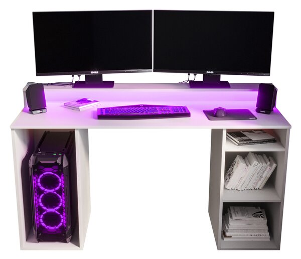 Herní PC stolek Garrick 1 (bílý) (s LED RGB osvětlením)
