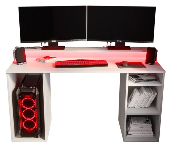 Herní PC stolek Garrick 1 (bílý) (s LED RGB osvětlením)