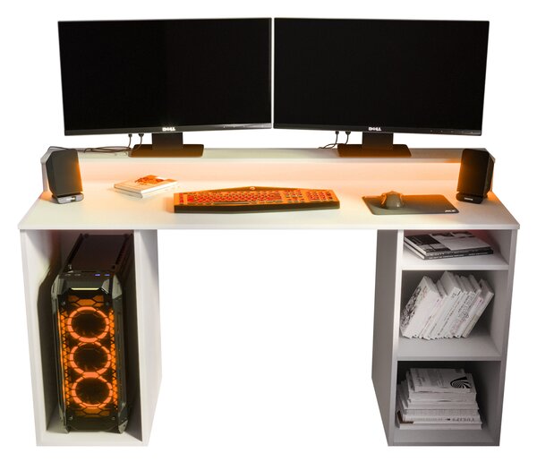 Herní PC stolek Garrick 1 (bílý) (s LED RGB osvětlením)