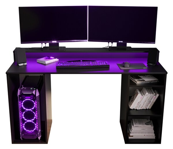Herní PC stolek Garrick 1 (černý) (s LED RGB osvětlením)