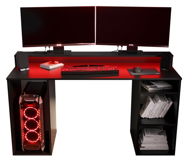 Herní PC stolek Garrick 1 (černý) (s LED RGB osvětlením)
