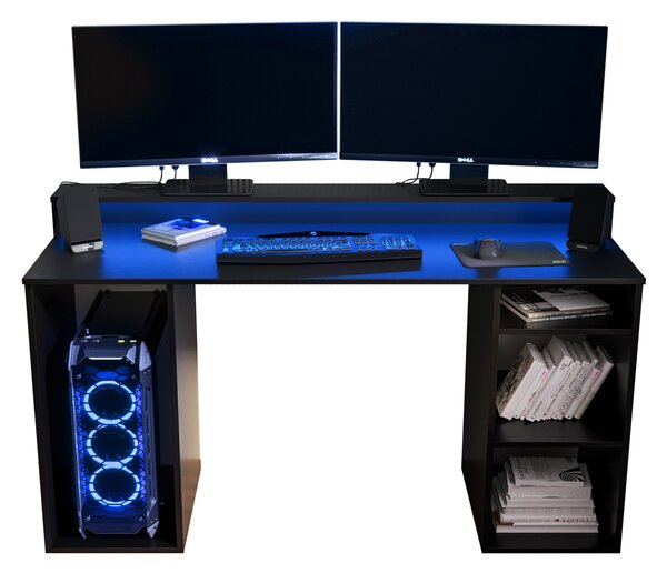 Herní PC stolek Garrick 1 (černý) (s LED RGB osvětlením)