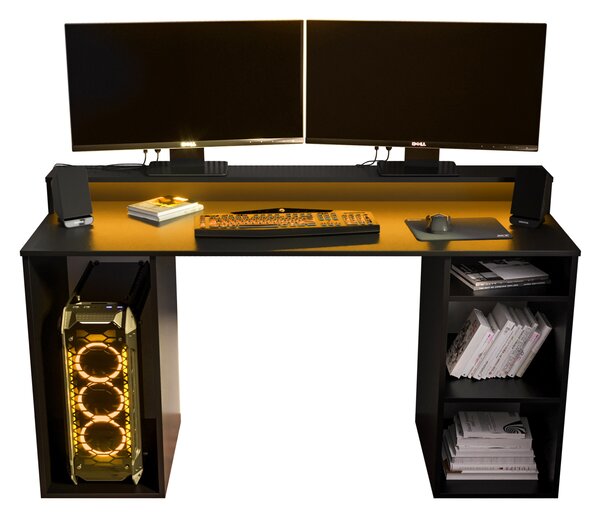 Herní PC stolek Garrick 1 (černý) (s LED RGB osvětlením)