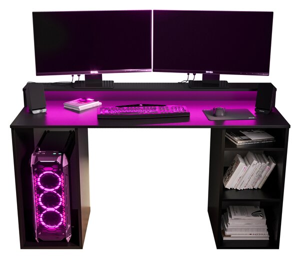 Herní PC stolek Garrick 1 (černý) (s LED RGB osvětlením)