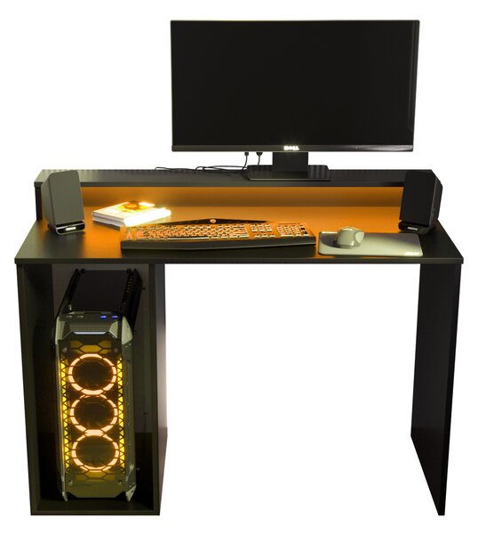 Herní PC stolek Garrick 2 (černý) (s LED RGB osvětlením)