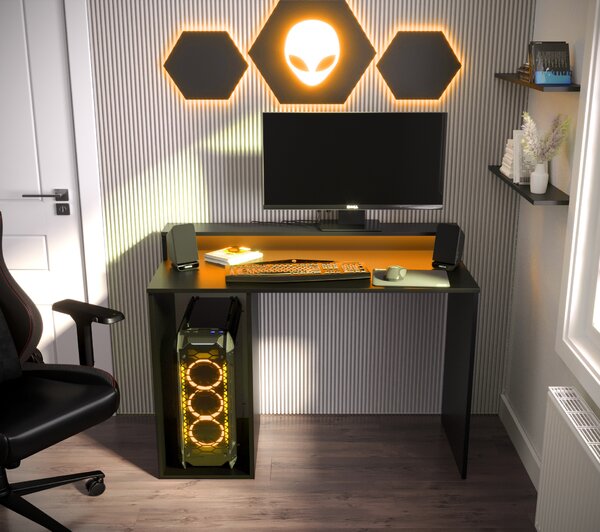 Herní PC stolek Garrick 2 (černý) (s LED RGB osvětlením)
