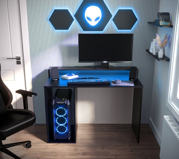 Herní PC stolek Garrick 2 (černý) (s LED RGB osvětlením)